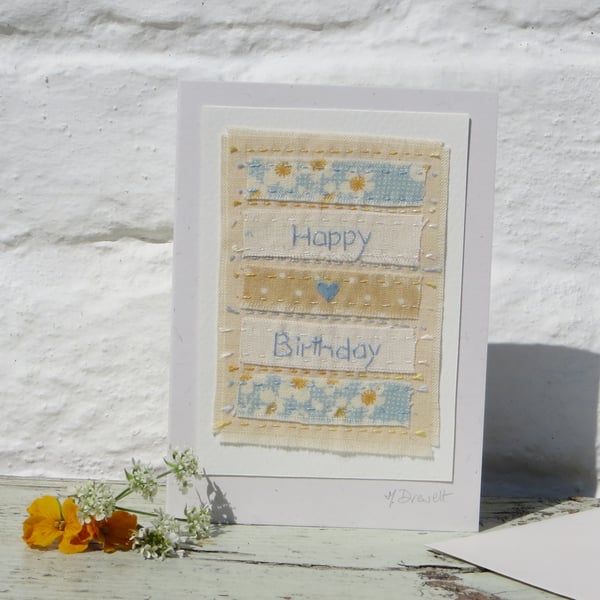 Hand-stitched birthday card full of homespun charm for someone special!