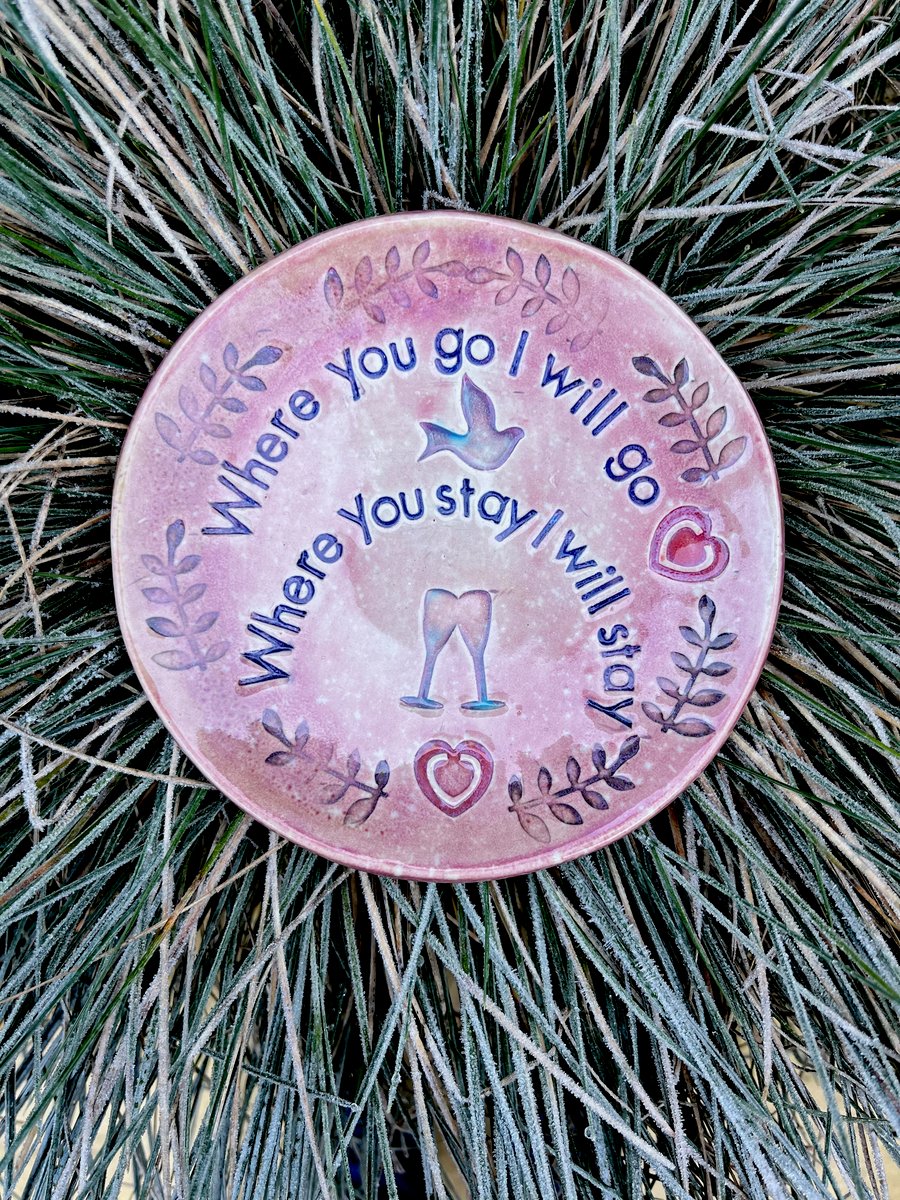 Handcrafted Ceramic Bible Verse Plate - Where you go I will go  Ruth 1:16-17