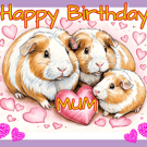 Happy Birthday Mum Guinea Pigs Card A5