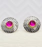 Zigzag ear studs featuring pink Corundum gemstones, handmade with a stone choice - Image 3