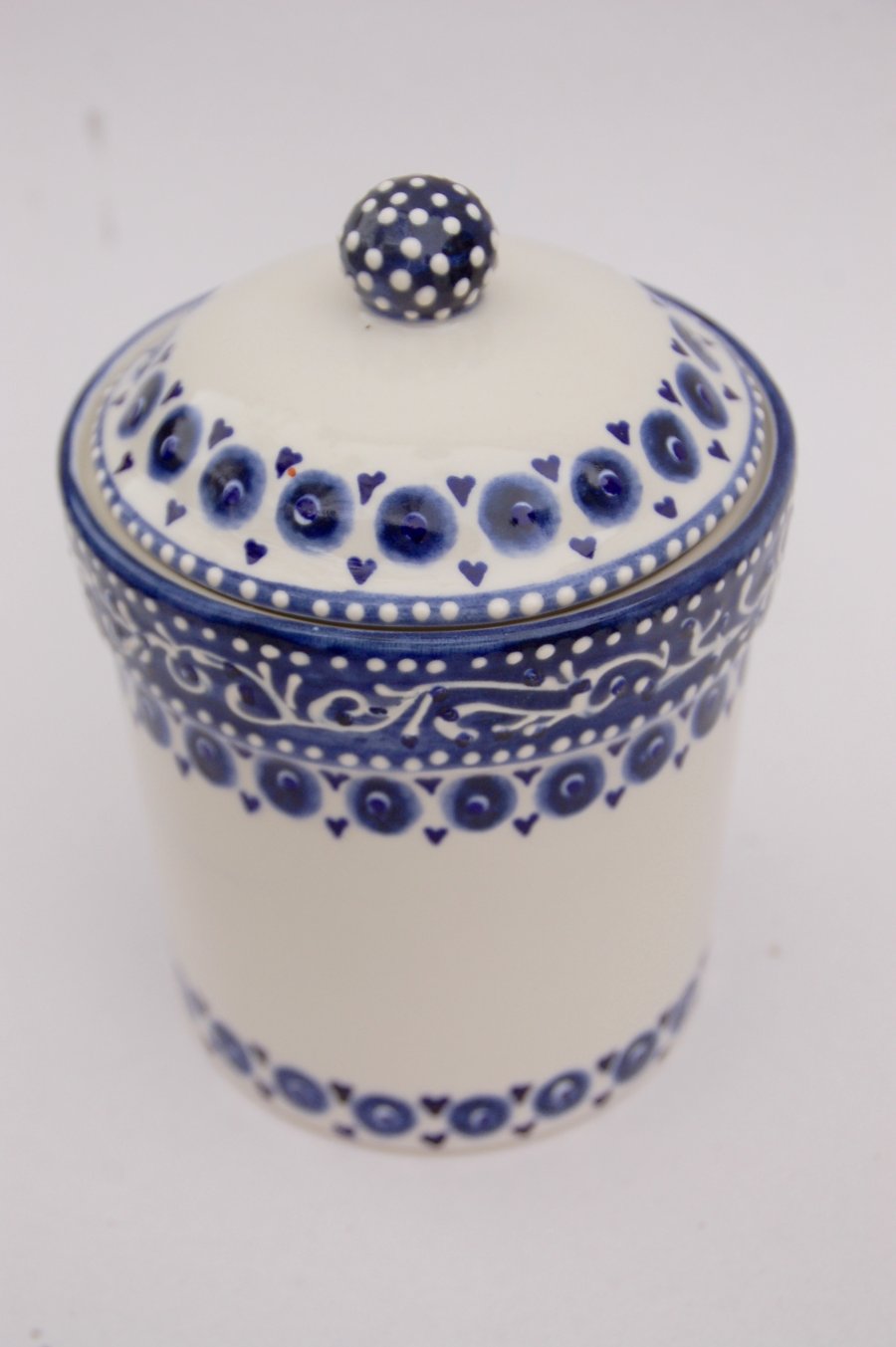 Blue and white storage jar