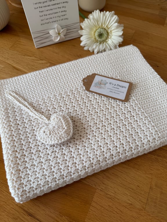 New Handmade Baby Blanket - Bamboo and Cotton - Ecru