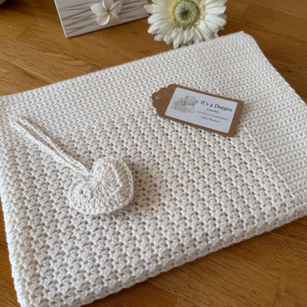 New Handmade Baby Blanket - Bamboo and Cotton - Ecru