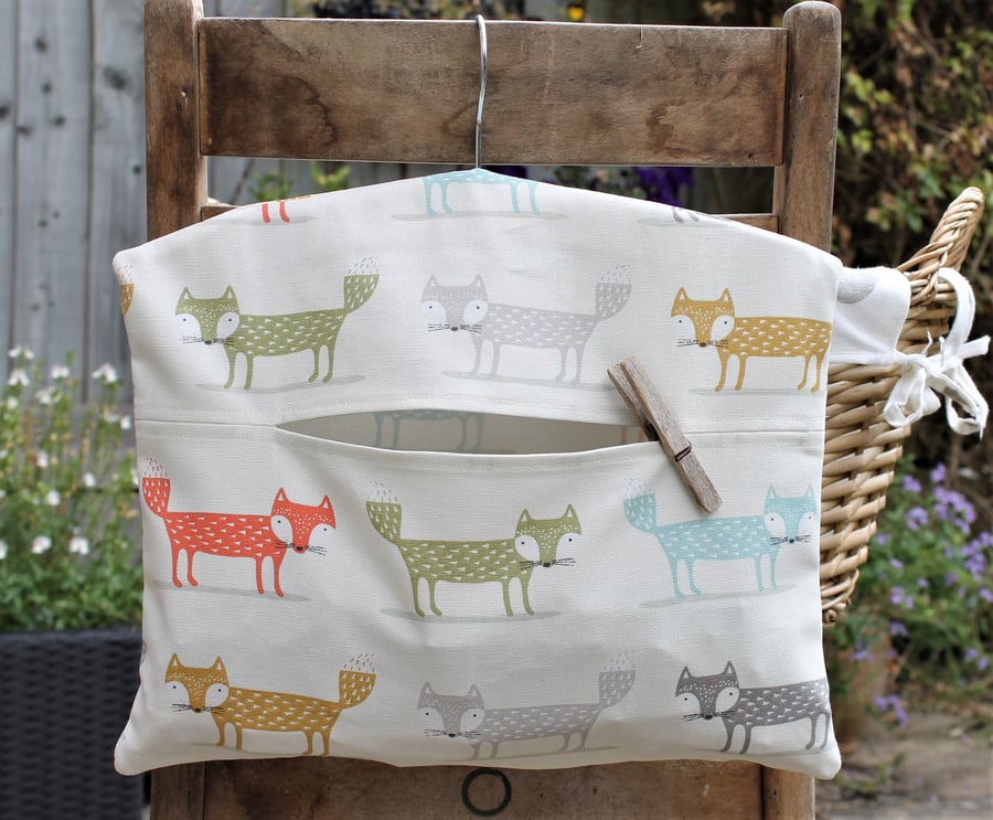 Multicoloured Scandi Fox Print Peg Bag