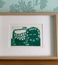 Happy Green Lion -   Lino Print - Image 2