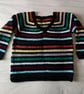Ladies crocheted multicoloured V neck jumper. Size 12 to 14. - Image 2