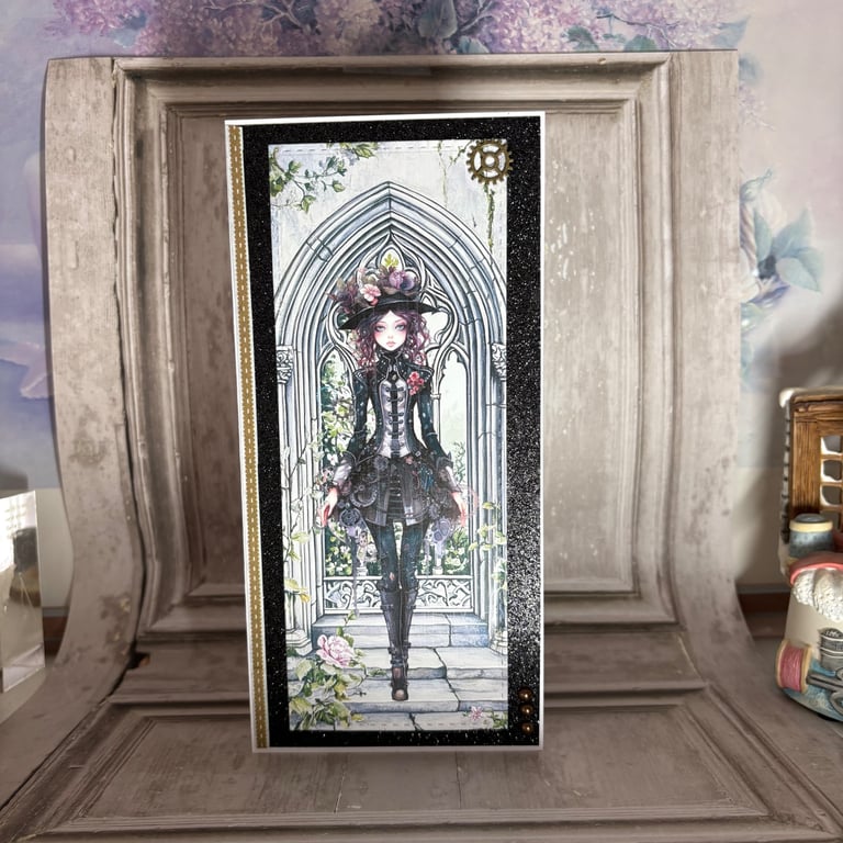 Greeting Card - Left blank for your own  message - Steampunk Girl C270
