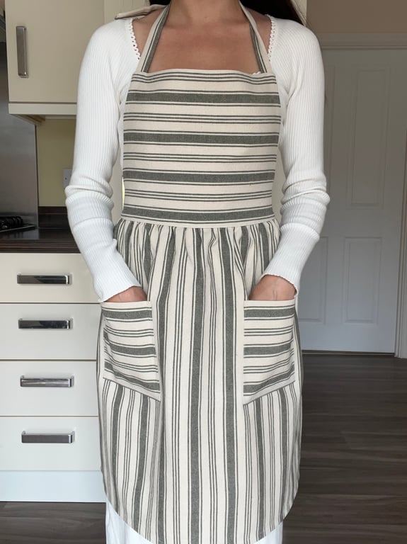 Handmade Striped Cotton Green Apron