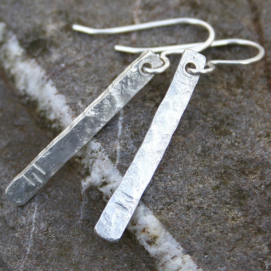 Notched Pins , silver earrings