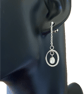 Oval Hoop Pearl Drop Earrings - Handmade, Sterling Silver - Image 1