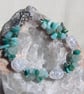 Amazonite & Crackled Clear Quartz Crystal Gemstone Bracelet "Amazon Dew" - Image 3