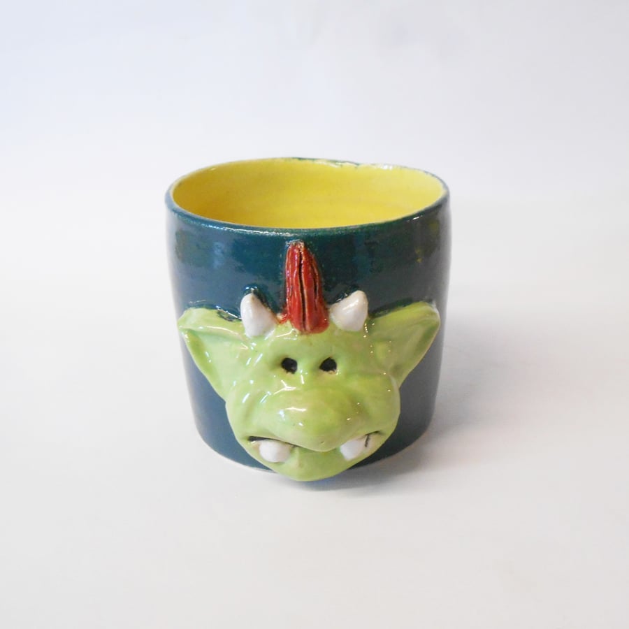 Fungus the Bogeyman Green and Yellow Stoneware Ceramic Mug.