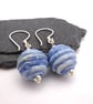 lampwork glass blue sea ribbed earrings - Image 2