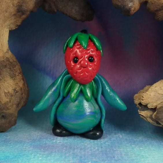 Plump Berry-head Gnome 'Fraser' Strawberry OOAK Sculpt by Ann Galvin