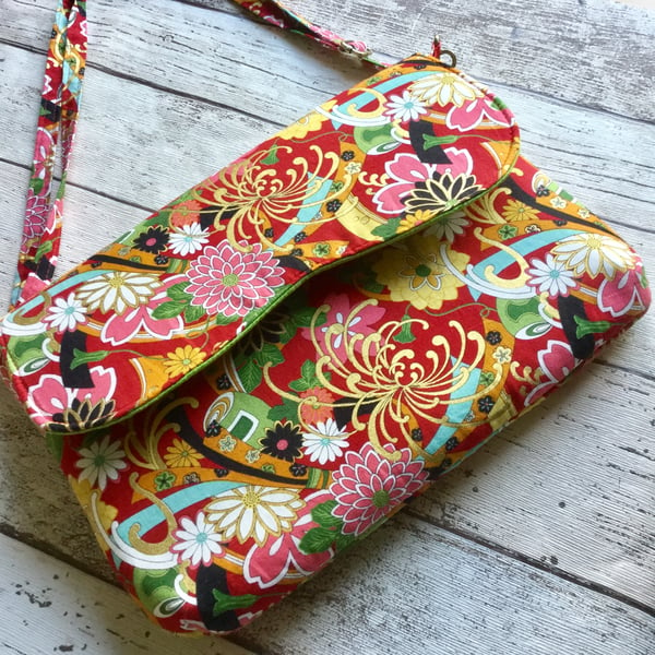 Japanese Fabric Themed Shoulder Bag & Card Holder