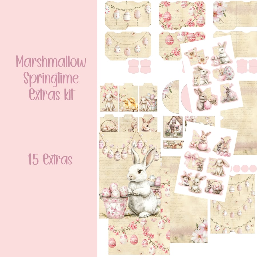 Marshmallow Springtime Extras Scrapbooking, Ephemera, Journal, Digital Download