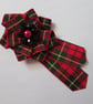 Wallace Red Modern and Black Tartan Ruffle Rosette Mini Brooch Pin - Image 5