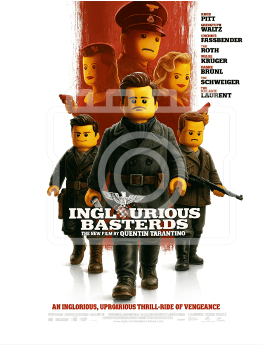 INGLORIOUS BASTERDS - LEGO-Inspired A4 Movie poster Print - Ready to Frame
