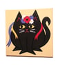 Black Cat in Flower Crown Large Fridge Magnet - original acrylic magnetic art - Image 2