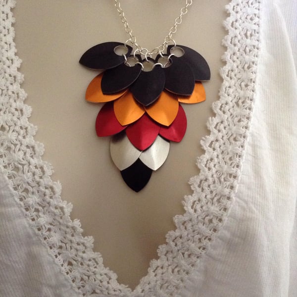 Statement Necklace, Bib Necklace, Scale Maille Necklace