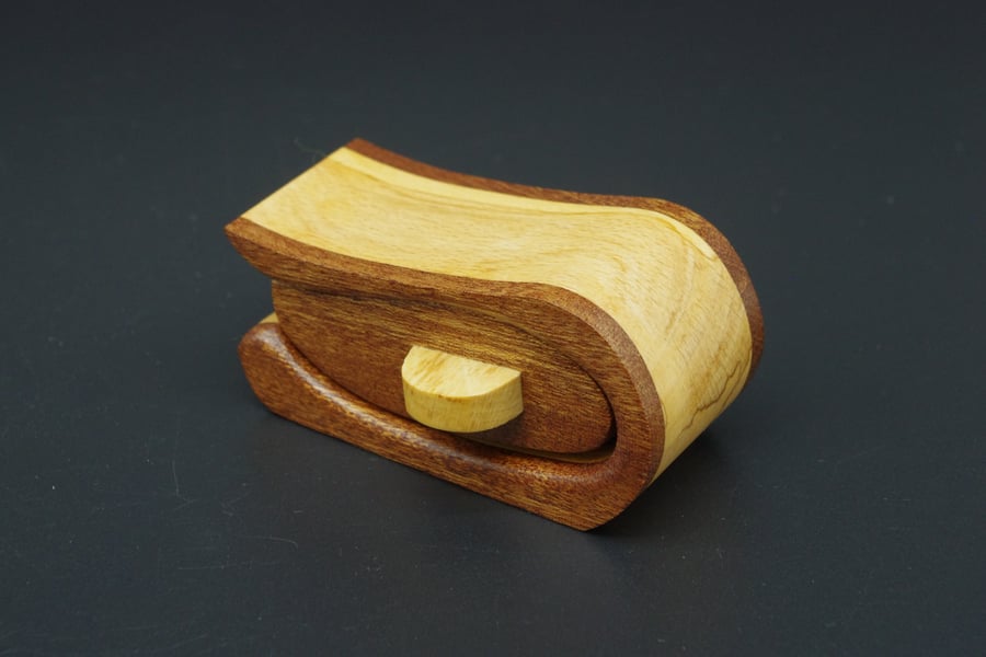Handmade "mini" wooden trinket, jewel box. Bandsaw Box.