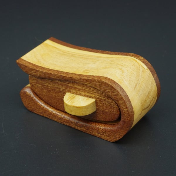 Handmade "mini" wooden trinket, jewel box. Bandsaw Box.