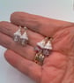 White Flower Bead, Silver Bead Cap and Glass Bead with a Silver Centre, Earrings - Image 4