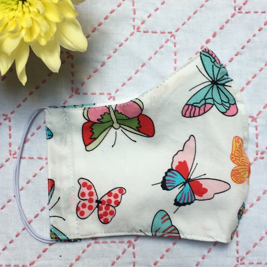 SALE Butterfly Cotton Fabric Face Mask Adult Child Reusable