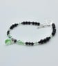 Onyx, Black Spinel & Crystal Bracelet, August Birthstone, Leo, Anniversary Gift 