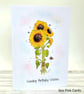 Sunflowers Birthday Card - original art, birthday wishes, bee, butterfly - Image 4