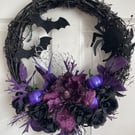 Elegant gothic-style Halloween wreath, handmade, approx. 40cm diameter