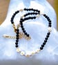Midnight Blue Daisy Chain Goldstone 14 - 16 Inch Glass Beaded Necklace - Image 5