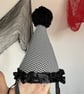 Handmade Gingham Black & White Clown Hat  - Image 1