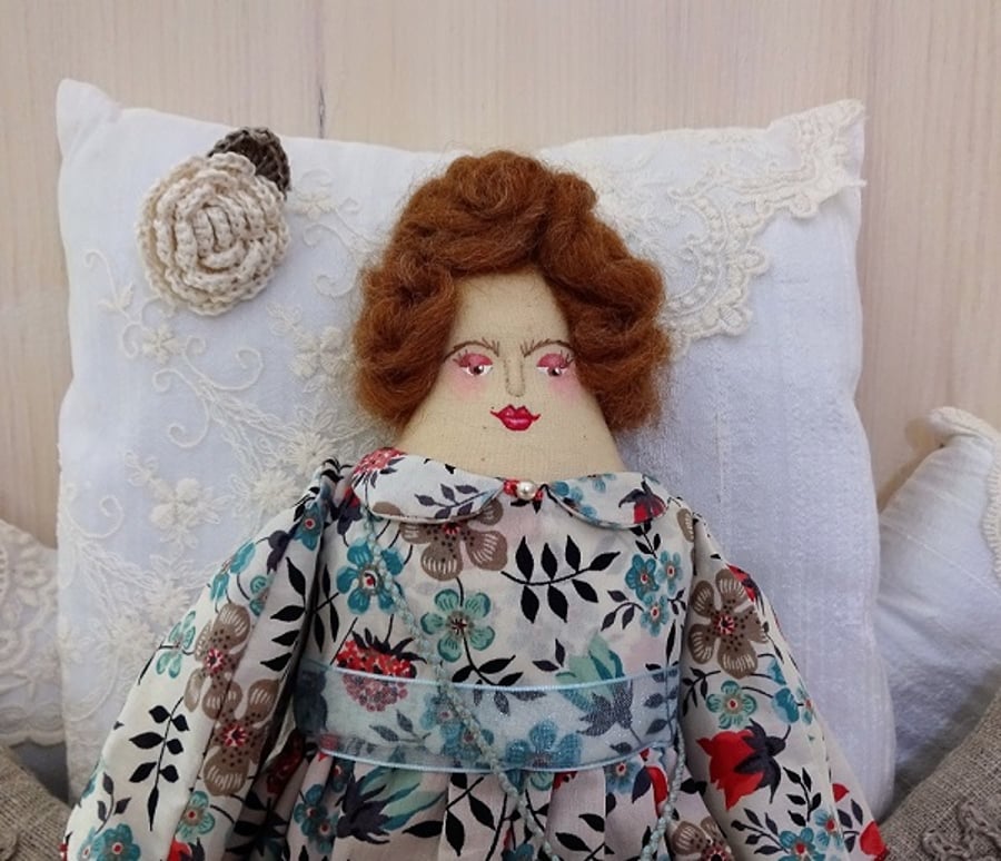 Evelyn, A Handmade Folk Art Rag Doll