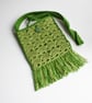 Boho Crochet Crossbody Bag in Shades of Green