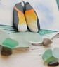 Penguin Coastal Art, Handmade 3D Watercolour Picture, One-of-a-Kind Beach Gift - Image 8