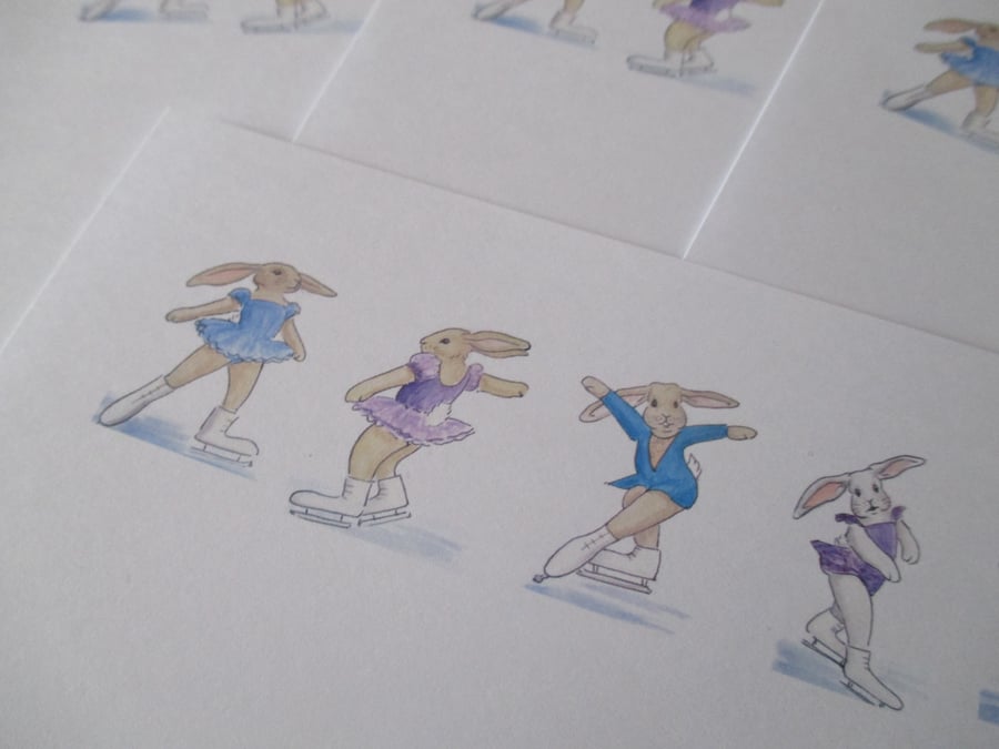 Ice Skater Bunny Rabbit Writing Paper Notepaper 