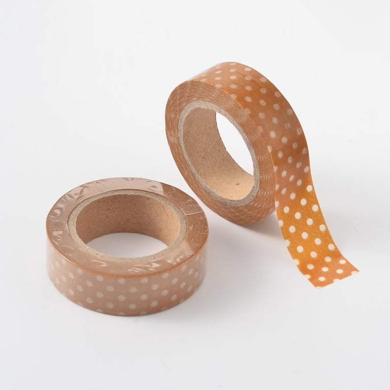 2 x Polka Dot, Fawn & White Spot, Decorative Washi Tape, Cards, Crafts, 10m