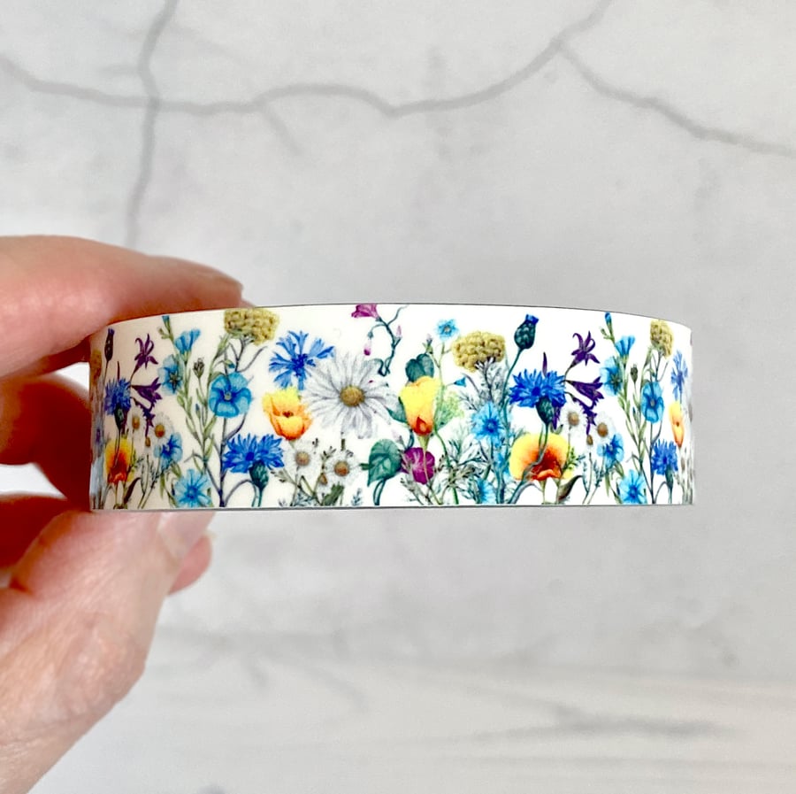 Wild flowers cuff bracelet with pretty floral design. Personalised gifts. (752)