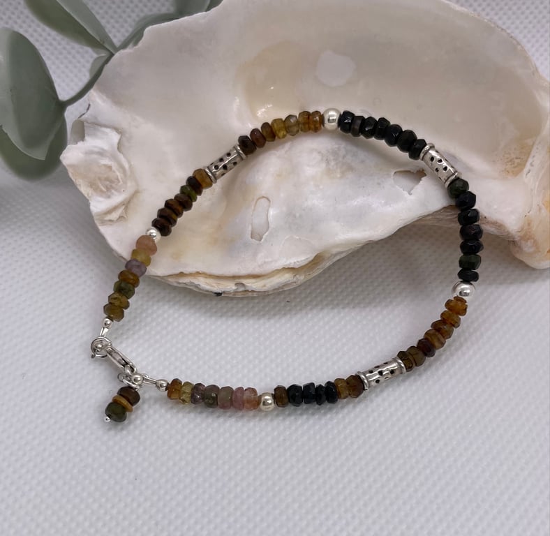 Tourmaline and sterling silver bracelet