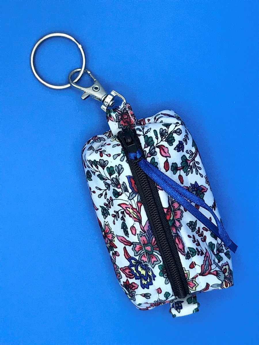 Floral Keyring bag for face mask, earphones, dog treats, coin purse, etc. 