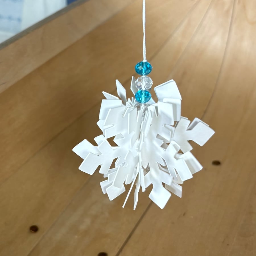 Snowflake Bauble - Aqua Beads
