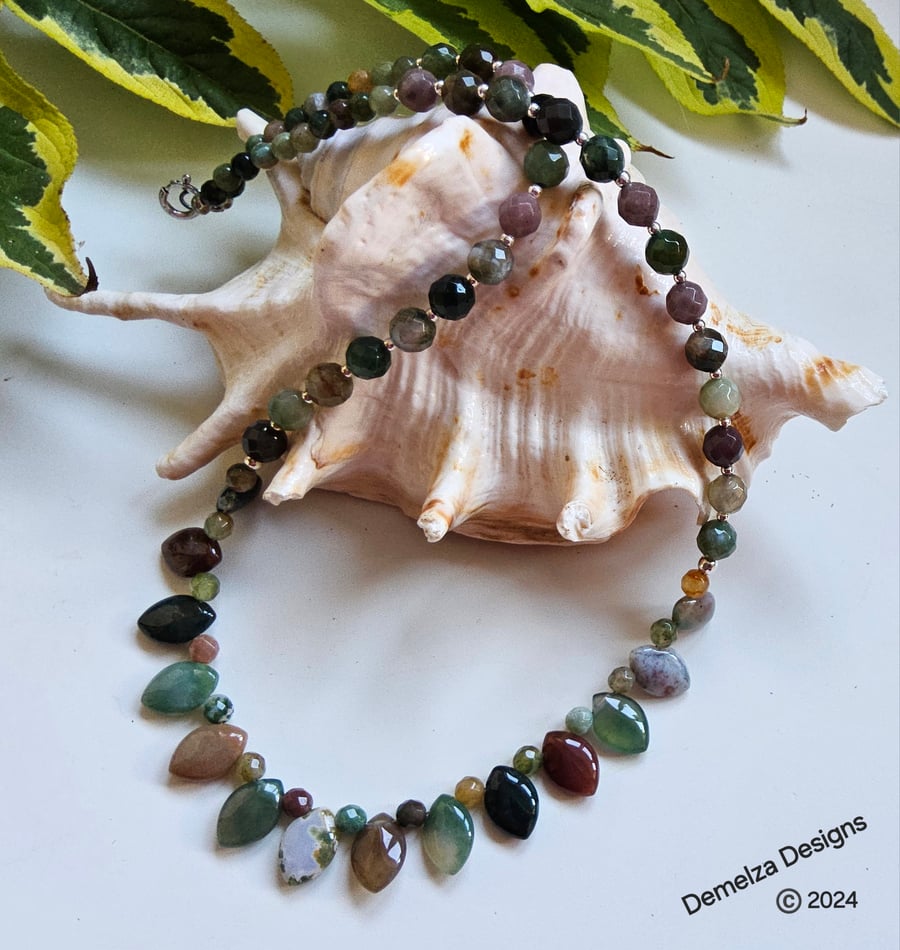 Dainty Fancy Jasper Sterling Silver Necklace