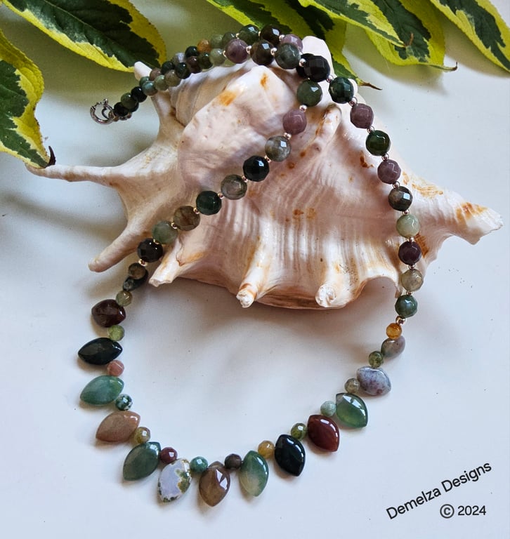 Dainty Fancy Jasper Sterling Silver Necklace