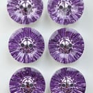6 Crystal Style Dish Buttons, Lilac, 13mm Wide, Sparkly, Acrylic, Silver Back