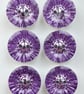 6 Crystal Style Dish Buttons, Lilac, 13mm Wide, Sparkly, Acrylic, Silver Back