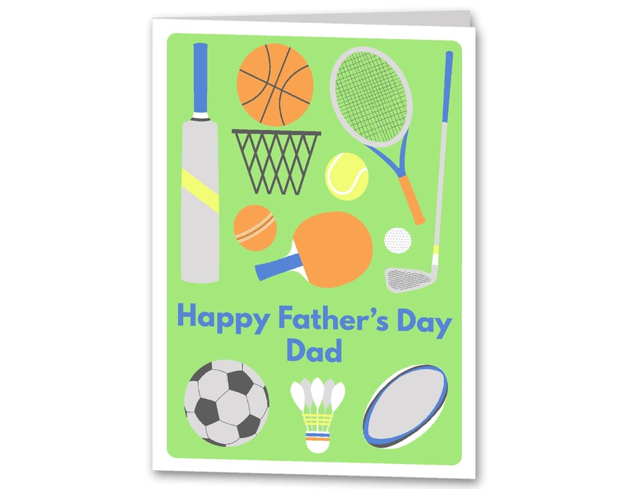 Sports Father's Day Card, Personalised Card for Dad, Step Dad.