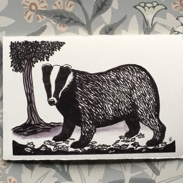 Badger greetings card