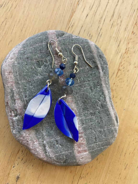 Blue polymer clay earrings