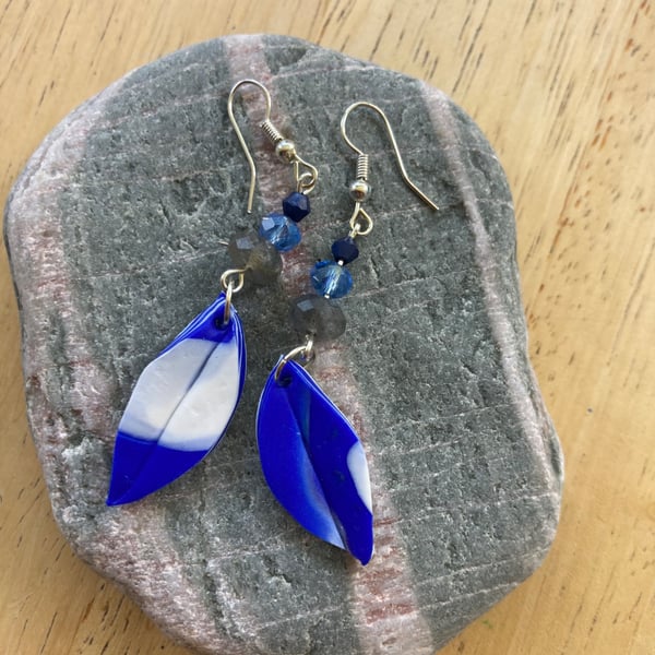 Blue polymer clay earrings